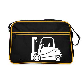Silhouette de chariot élévateur : Transport et conducteur de chariot élévateur - Sac Retro - noir/or - Devant