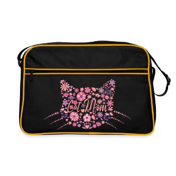 Chat Mom Design Floral Chat Design - Sac Retro - noir/or - Devant