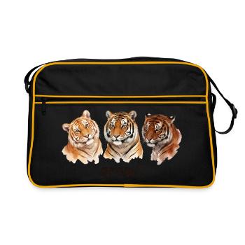 Rugissement de tigre Rugissement drôle de tigre pour Tigerliebha - Sac Retro - noir/or - Devant