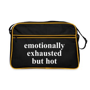 Emotionally Exhausted But Hot Saying - Retro Bag - black/gold - Front