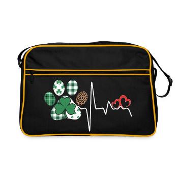 Shamrock rhythm heartbeat - Retro Bag - black/gold - Front