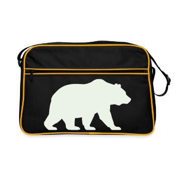 Silhouette d’ours vert doux - Sac Retro - noir/or - Devant