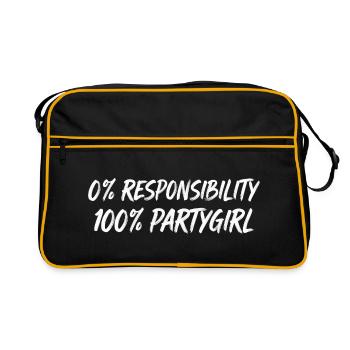 0% Verantwortung 100% Partygirl - Retro Tasche - Schwarz/Gold - Vorne