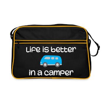 La vie est meilleure dans un camping-car - Sac Retro - noir/or - Devant
