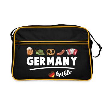 Germany Flag Beer Pretzel Sausage Germany - Retro Bag - black/gold - Front