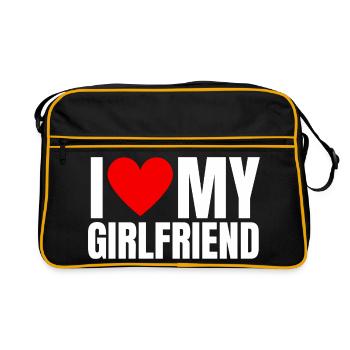 Cadeau pour petit ami J’aime ma copine - Sac Retro - noir/or - Devant