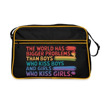The World Has Bigger Problems - LGBTQ Statement - Retro Bag - black/gold - Front