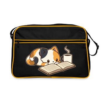Lesepause mit Kaffee - Retro Tasche - Schwarz/Gold - Vorne