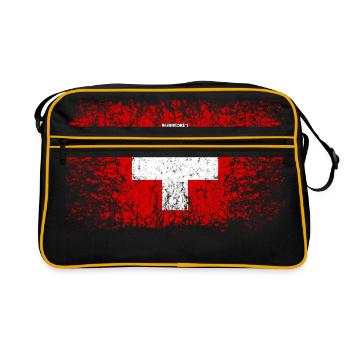 Schweiz 002 AllroundDesigns - Retro Tasche - Schwarz/Gold - Vorne