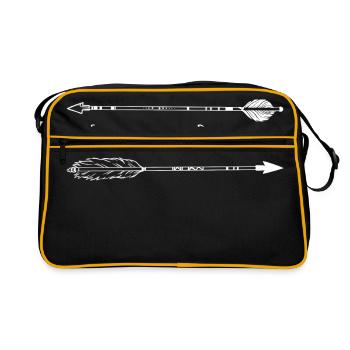 Follow Your Dreams - Arrows White - Retro Bag - black/gold - Front