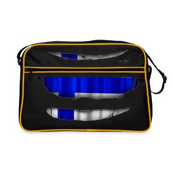 Finland flag torn 017 - Retro Bag - black/gold - Front