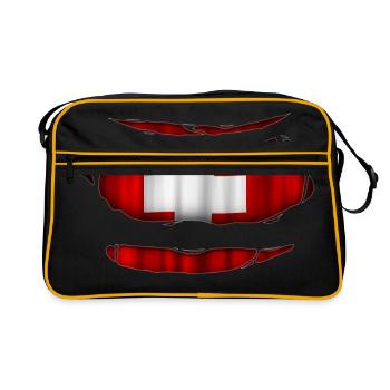 Switzerland flag torn 017 - Retro Bag - black/gold - Front