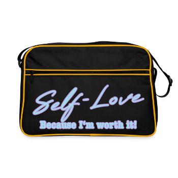 Self Love because I'm worth it Selbstliebe - Retro Bag - black/gold - Front