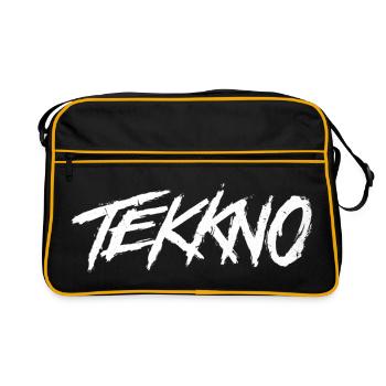 Tekkno Rave Musik Grunge Schriftzug - Retro Tasche - Schwarz/Gold - Vorne