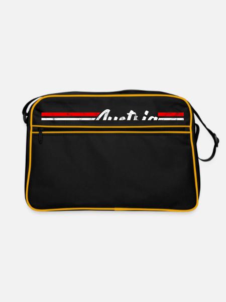 Austria Österreich Flagge - Retro Tasche - Schwarz/Gold - Vorne