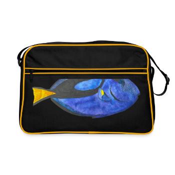 Blue Surgeonfish Snorkeling Fish Aquarium Reef - Sac Retro - noir/or - Devant