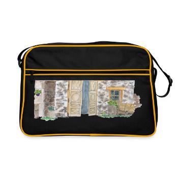 Eifel Outdoor Nationalpark Wandern Heimat Landlieb - Retro Tasche - Schwarz/Gold - Vorne