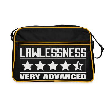 Lustiger Spruch: Gesetzlosigkeit fortgeschritten! - Retro Tasche - Schwarz/Gold - Vorne
