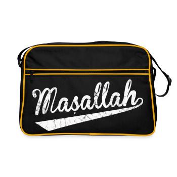 Kreatives Mashallah Zitat-  Sag immer Maschallah  - Retro Tasche - Schwarz/Gold - Vorne