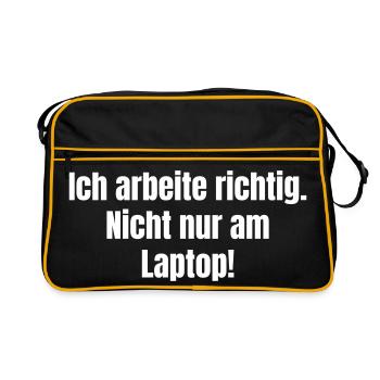 Work Ethics Shirt: Not Only on the Laptop - Retro Bag - black/gold - Front