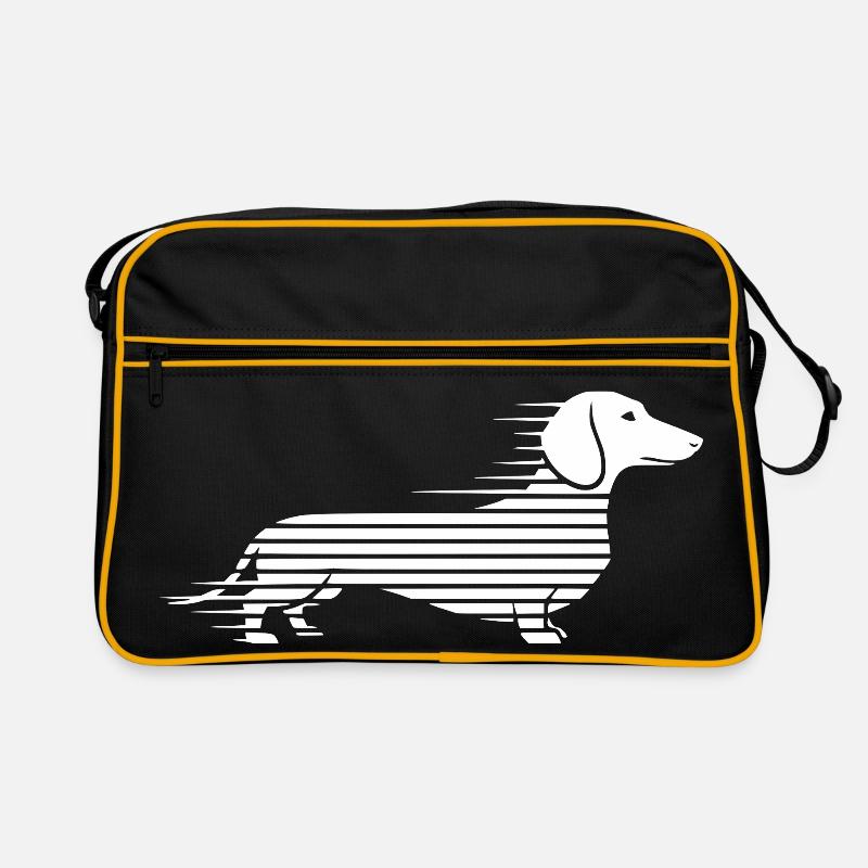 Gestreifter Dackel im Lauf Retro Tasche