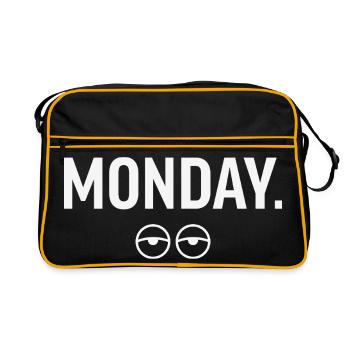 Monday Rolling Eyes Funny Start to the Week - Retro Bag - black/gold - Front