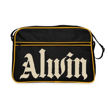 Alwin Gothic Schriftzug - Retro Tasche - Schwarz/Gold - Vorne