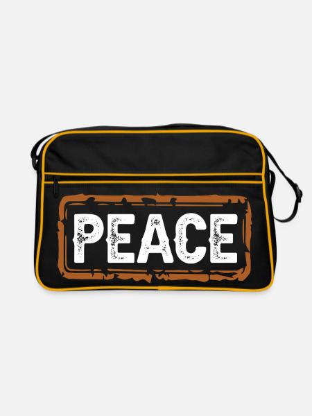 peace - Retro Tasche - Schwarz/Gold - Vorne