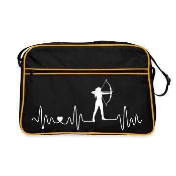 Bogenschießen Herzschlag Frauen Mädchen Schützin - Retro Tasche - Schwarz/Gold - Vorne