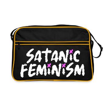 Satanic Feminism – Dark Statement Feminismus - Retro Tasche - Schwarz/Gold - Vorne