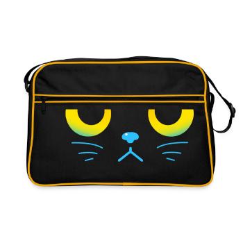 Curieux yeux de chat noir - Sac Retro - noir/or - Devant