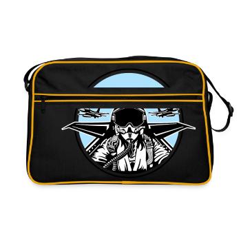 Jet Pilot / Fighter Pilot 01_white Black - Retro Bag - black/gold - Front