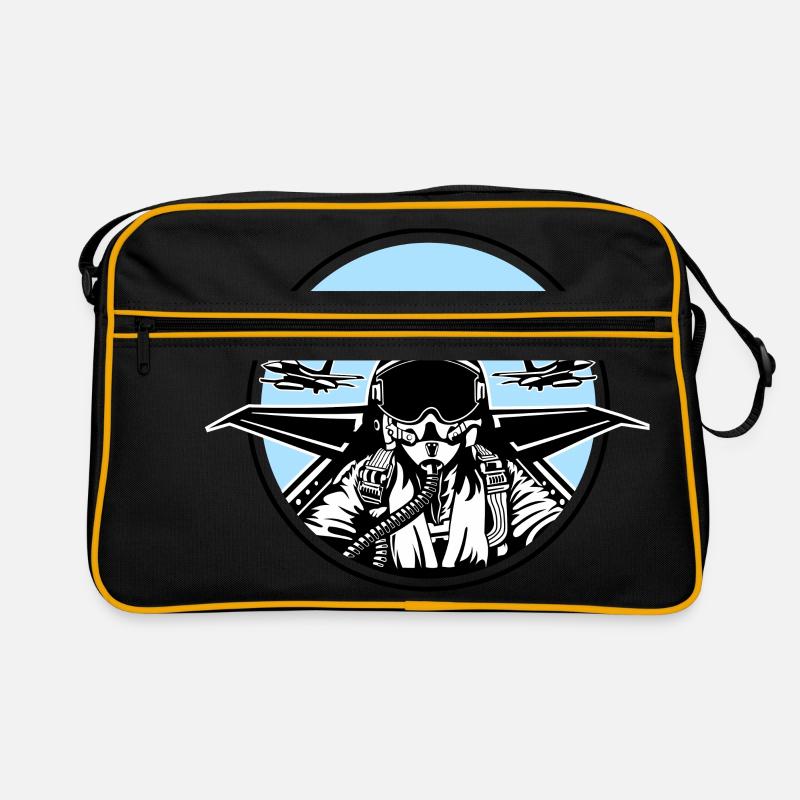 Jet Pilot / Fighter Pilot 01_white Black Retro Bag