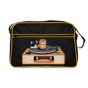 Chat rétro à la platine - Sac Retro - noir/or - Devant