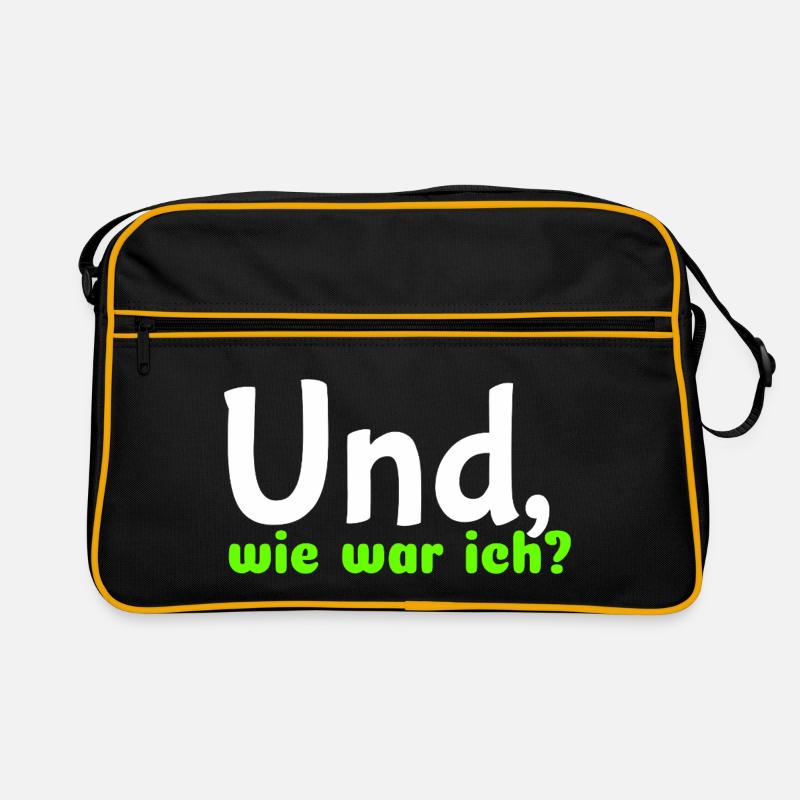 Spruch "Und, wie war ich?" - wob - Retro Tasche - Schwarz/Gold