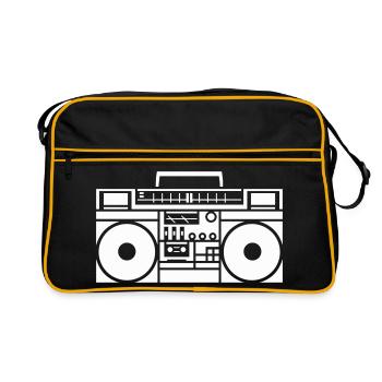 Retro Boombox Graphic Black & White - Retro Bag - black/gold - Front