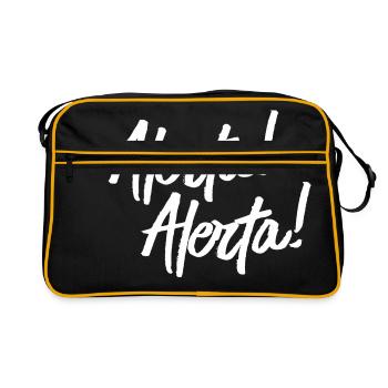 Alerta Antifascista! Antifa T-Shirt - Retro Tasche - Schwarz/Gold - Vorne