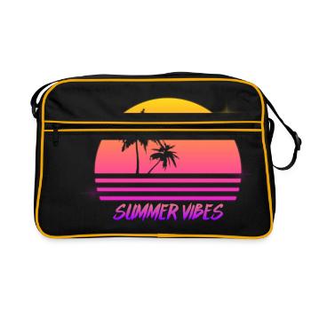 Summer Vibes Retro Synth Sunset Style Shirt - Retro Bag - black/gold - Front