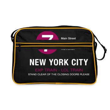 new york city metro train 7 times flushing queens - Retro Bag - black/gold - Front