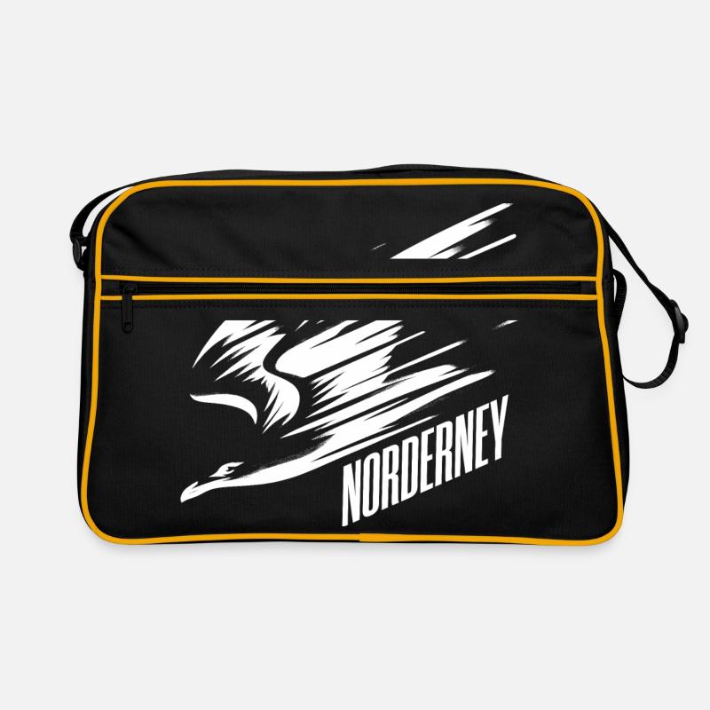 Norderney Sturzflug Tiefflieger Möwe Urlaub T-Shir Retro Tasche