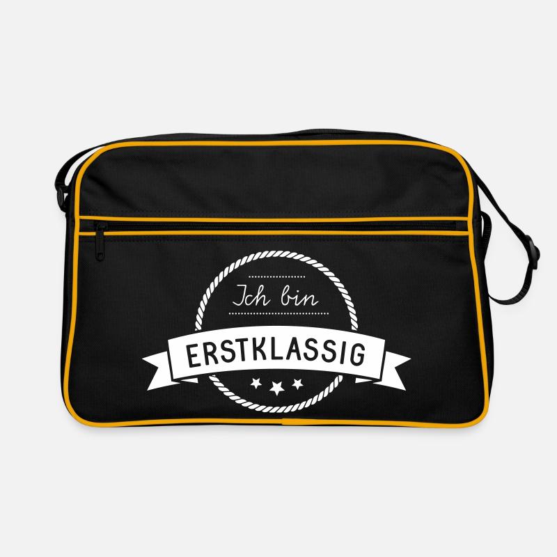 erstklassig - Einschulung - Farbe anpassbar! - Retro Tasche - Schwarz/Gold