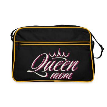 Krone Queen Mama T-Shirt Design - Retro Tasche - Schwarz/Gold - Vorne