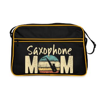 Saxophone Mom Retro Vintage Marching Band Design - Retro Bag - black/gold - Front