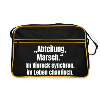 Abteilung Marsch Chaotischer Alltag - Retro Tasche - Schwarz/Gold - Vorne