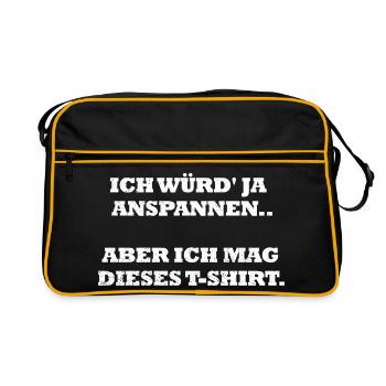 I'd tense up funny saying - Retro Bag - black/gold - Front