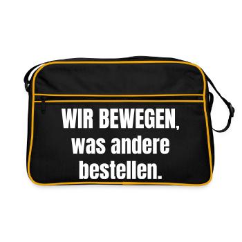 Wir Bewegen, was andere bestellen - Retro Tasche - Schwarz/Gold - Vorne