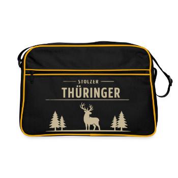 Proud Thuringian – Wald & Hirsch Design - Retro Bag - black/gold - Front