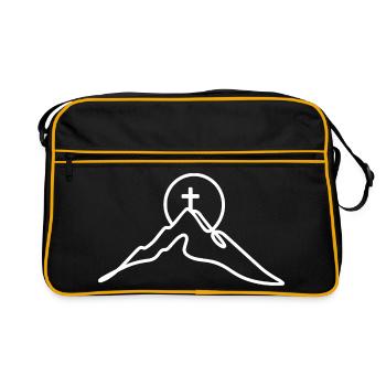 Minimalist mountain peak with summit cross - Retro Bag - black/gold - Front