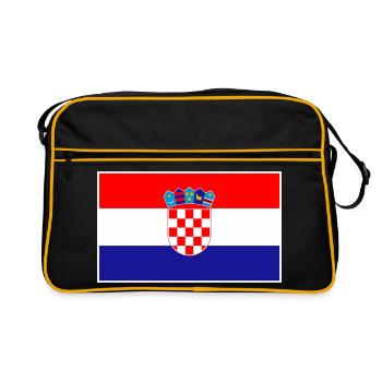 Croatia Flag Classic Frame - Retro Tasche - Schwarz/Gold - Vorne