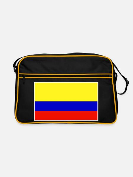 Colombia Flag Classic Frame - Retro Tasche - Schwarz/Gold